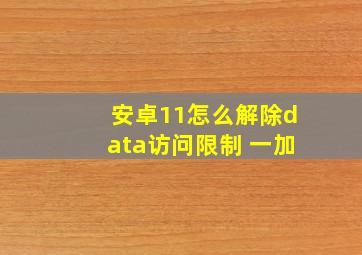 安卓11怎么解除data访问限制 一加